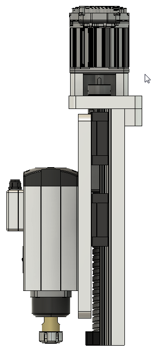 CNC刳刨机Z轴组件的Fusion 360参数模型，具有20毫米Hiwin导轨、20毫米滚珠丝杠和Nema34 Clearpath伺服电机缩略图